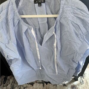 J. Crew Light Blue Striped Blouse
